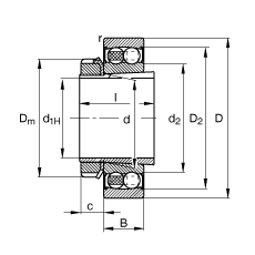 Bearing 2208-K-2RS-TVH-C3 + H308